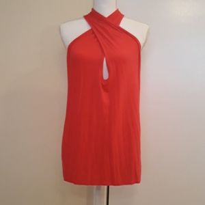 🎈❤Michael Stars Hot Pink Top W/Crisscross Neck OS